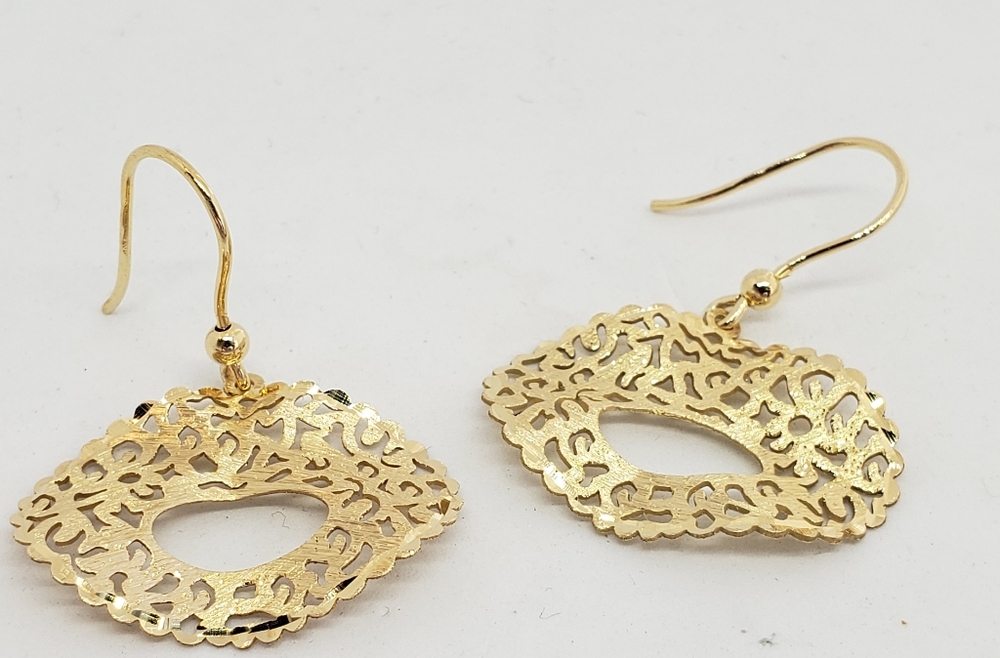 14k gold plated silver filigree earrings
